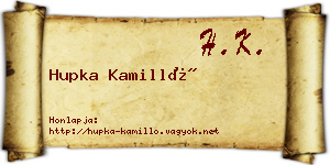 Hupka Kamilló névjegykártya